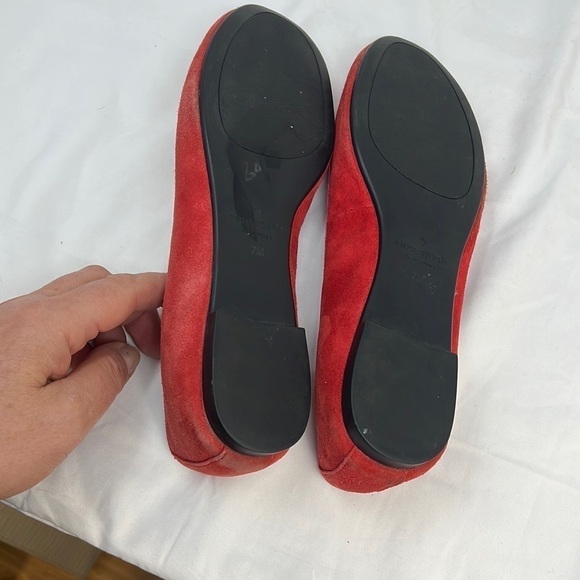 Kate Spade Sz 7 Coral Pink Suede Ballet Slippers Flats Slip on Shoes - Picture 7 of 11